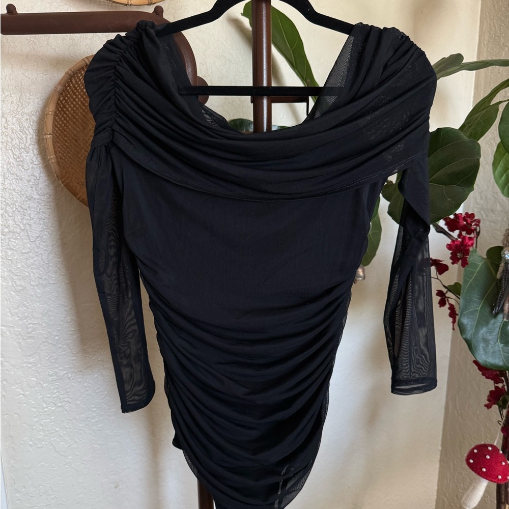 Abercrombie & Fitch Black Mesh Long Sleeve Bodysuit